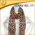 100% Algodão Material Leve Leopardo Printed Woven Pattern Girls Shawl Scarf